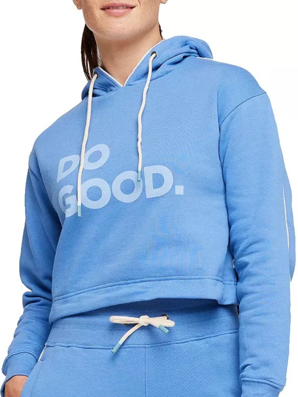 Cotopaxi Do Good Crop Hoodie Womens Large Lupine Blue Organic Sweatshirt